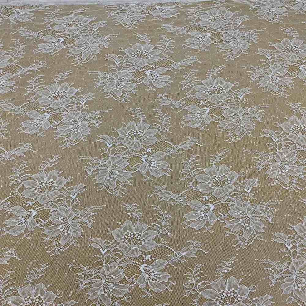 1 Yard Chantilly Lace Fabric, Sequined French Lace Fabric for Dresses & Gowns | Love in Lace | NO. JS030