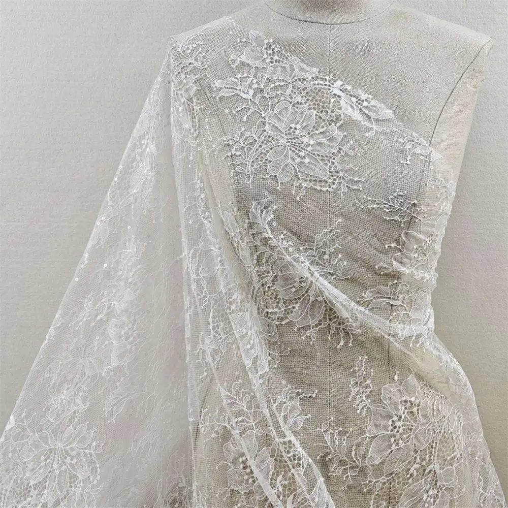 Chantilly Lace Fabric - 5 Yards - Sequin French Lace Fabric | Ref.  JS030,Chantilly Lace Fabrics