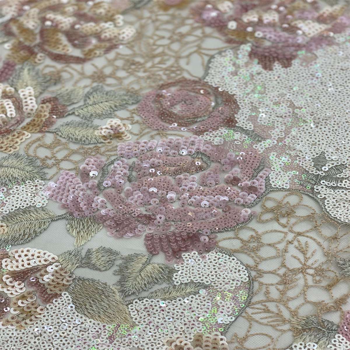 5 Yards Embroidered Sequin Fabric, Multicolor Embroidery Sequin Tulle Lace Fabric for Dresses & Gowns | Love in Lace | NO. TDD373