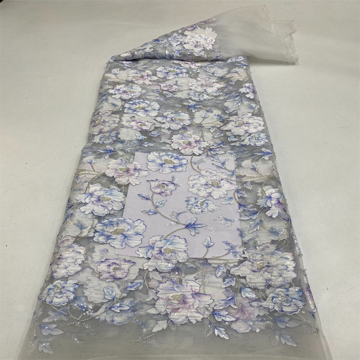 5 Yards 3D Floral Beaded Mesh Fabric, Multicolor 3D Flower Tulle Lace Fabric for Dresses & Gowns | Love in Lace | NO. TDD426