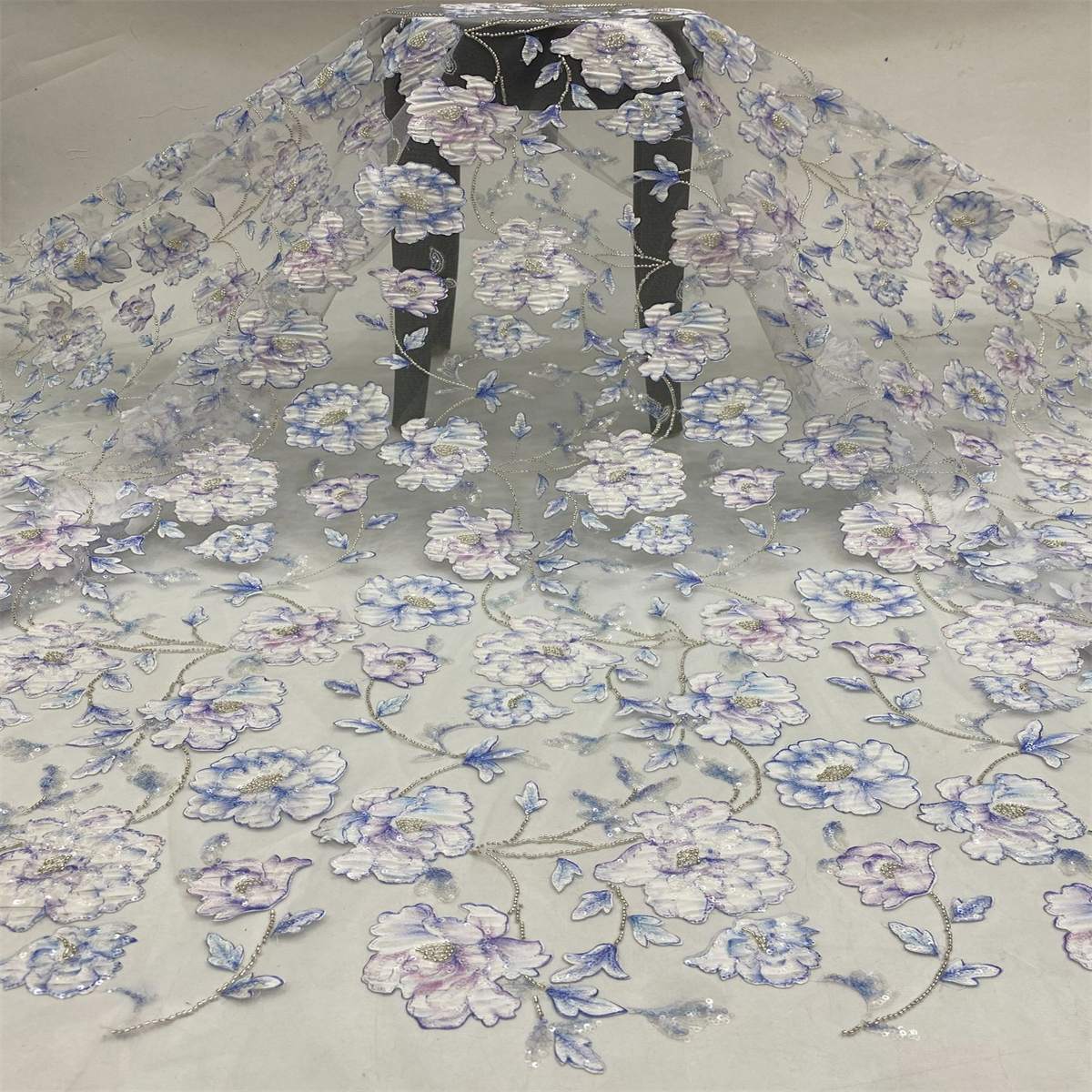 5 Yards 3D Floral Beaded Mesh Fabric, Multicolor 3D Flower Tulle Lace Fabric for Dresses & Gowns | Love in Lace | NO. TDD426