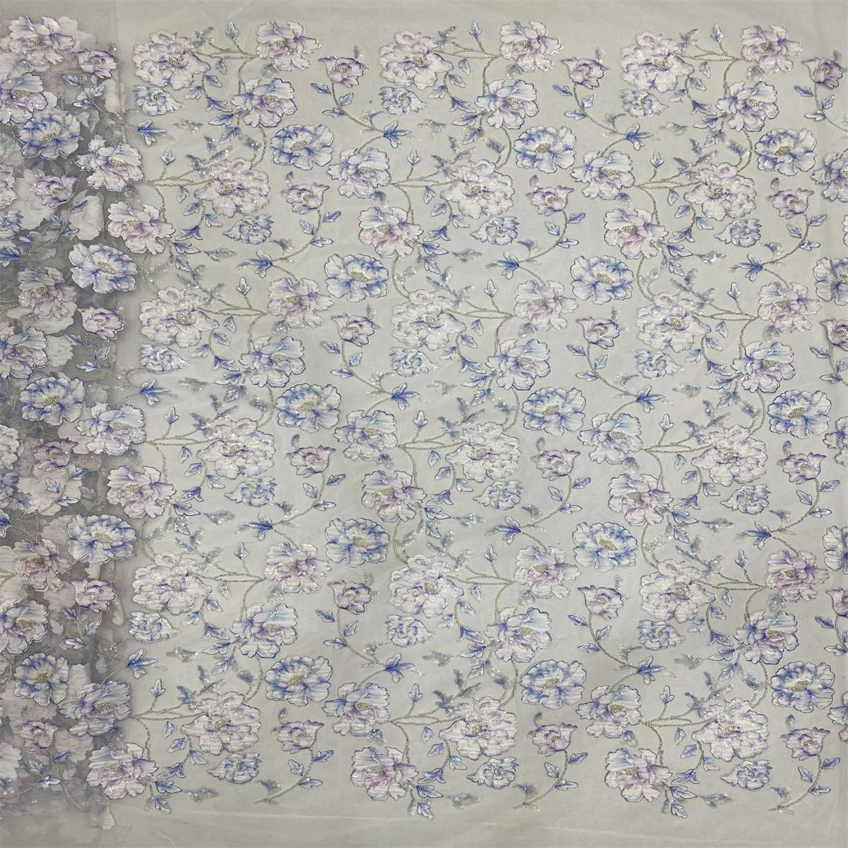 5 Yards 3D Floral Beaded Mesh Fabric, Multicolor 3D Flower Tulle Lace Fabric for Dresses & Gowns | Love in Lace | NO. TDD426