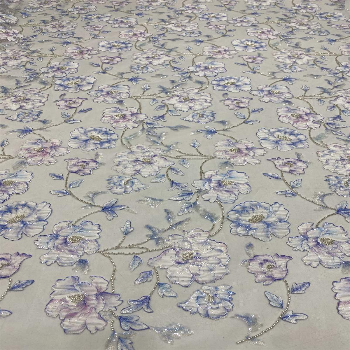 5 Yards 3D Floral Beaded Mesh Fabric, Multicolor 3D Flower Tulle Lace Fabric for Dresses & Gowns | Love in Lace | NO. TDD426