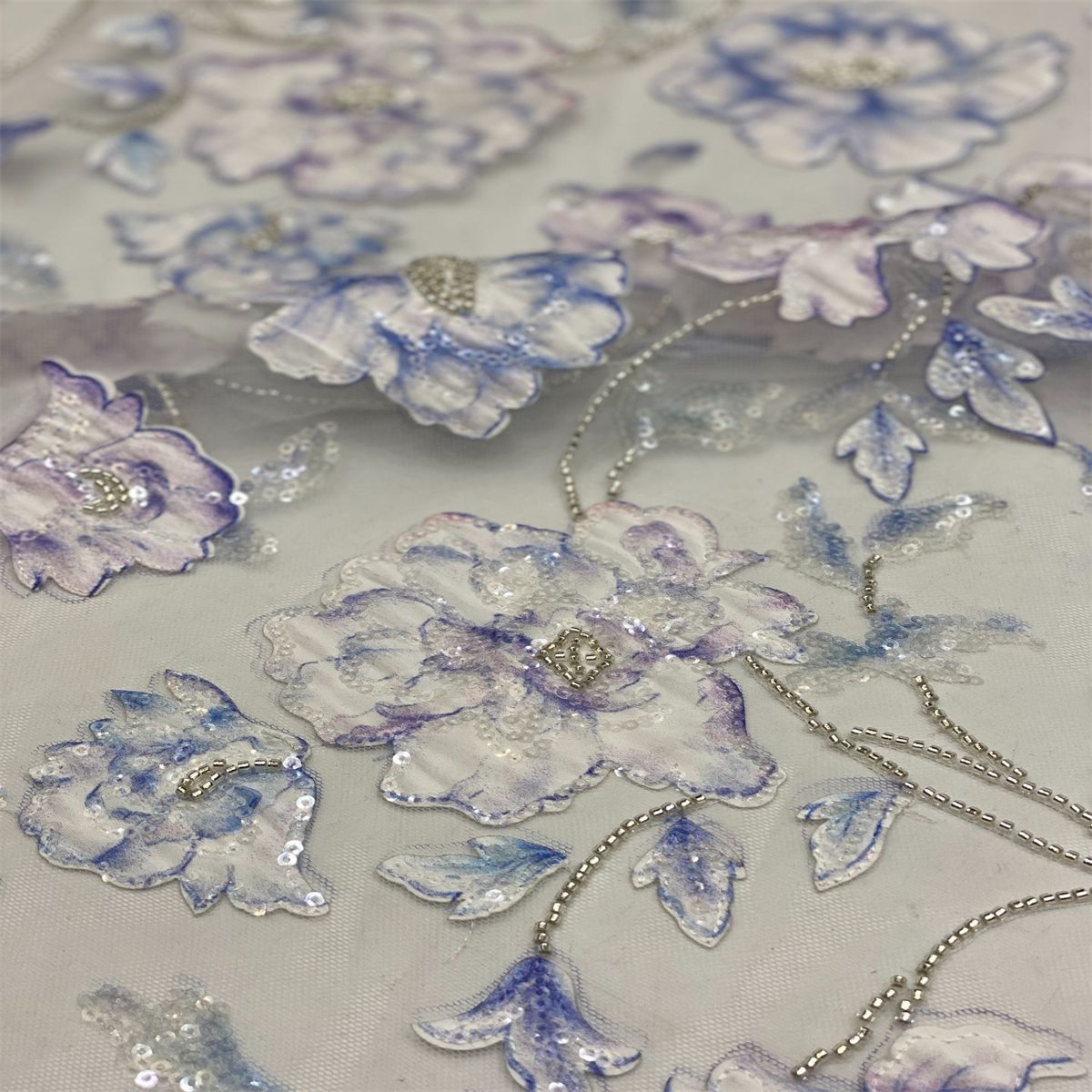 5 Yards 3D Floral Beaded Mesh Fabric, Multicolor 3D Flower Tulle Lace Fabric for Dresses & Gowns | Love in Lace | NO. TDD426