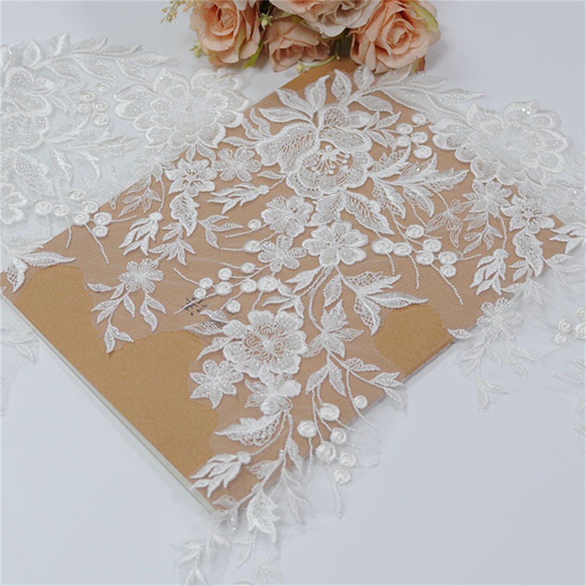 10 Yards Sequined Beaded Embroidered Bridal Lace Trim Material
