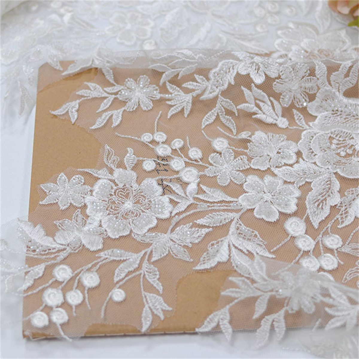 10 Yards Sequined Beaded Embroidered Bridal Lace Trim Material