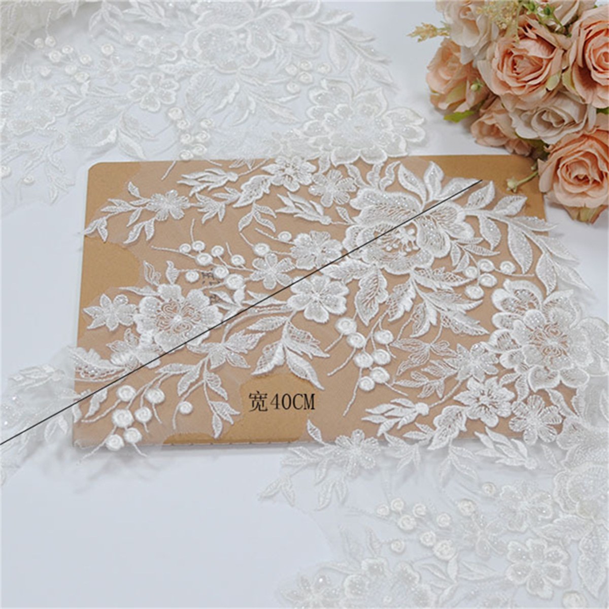 10 Yards Sequined Beaded Embroidered Bridal Lace Trim Material