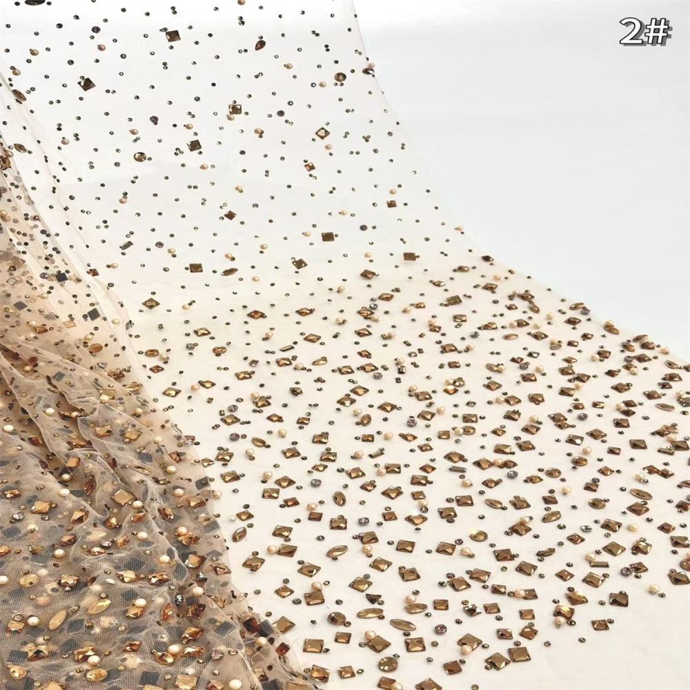 5 Yards Rhinestone Mesh Fabric, Embellished Rhinestone Tulle Fabric with Rhinestones | Love in Lace | NO. HN104