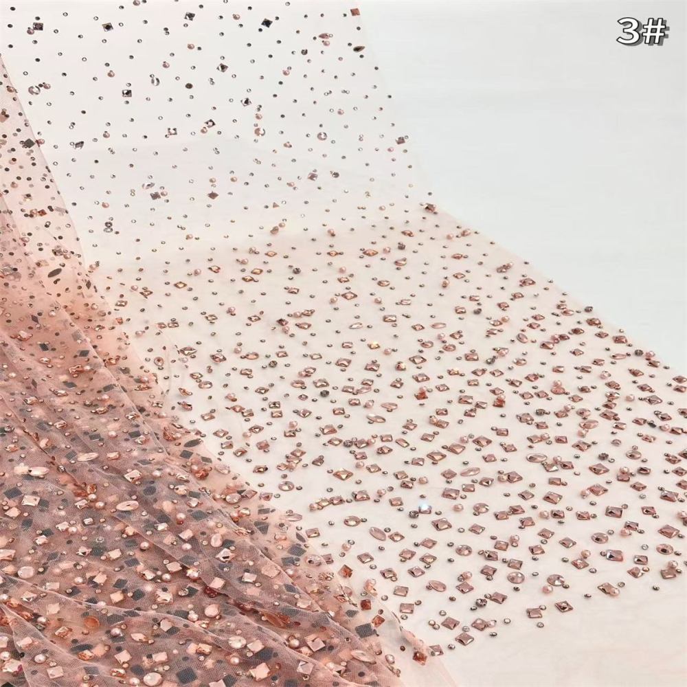 5 Yards Rhinestone Mesh Fabric, Embellished Rhinestone Tulle Fabric with Rhinestones | Love in Lace | NO. HN104
