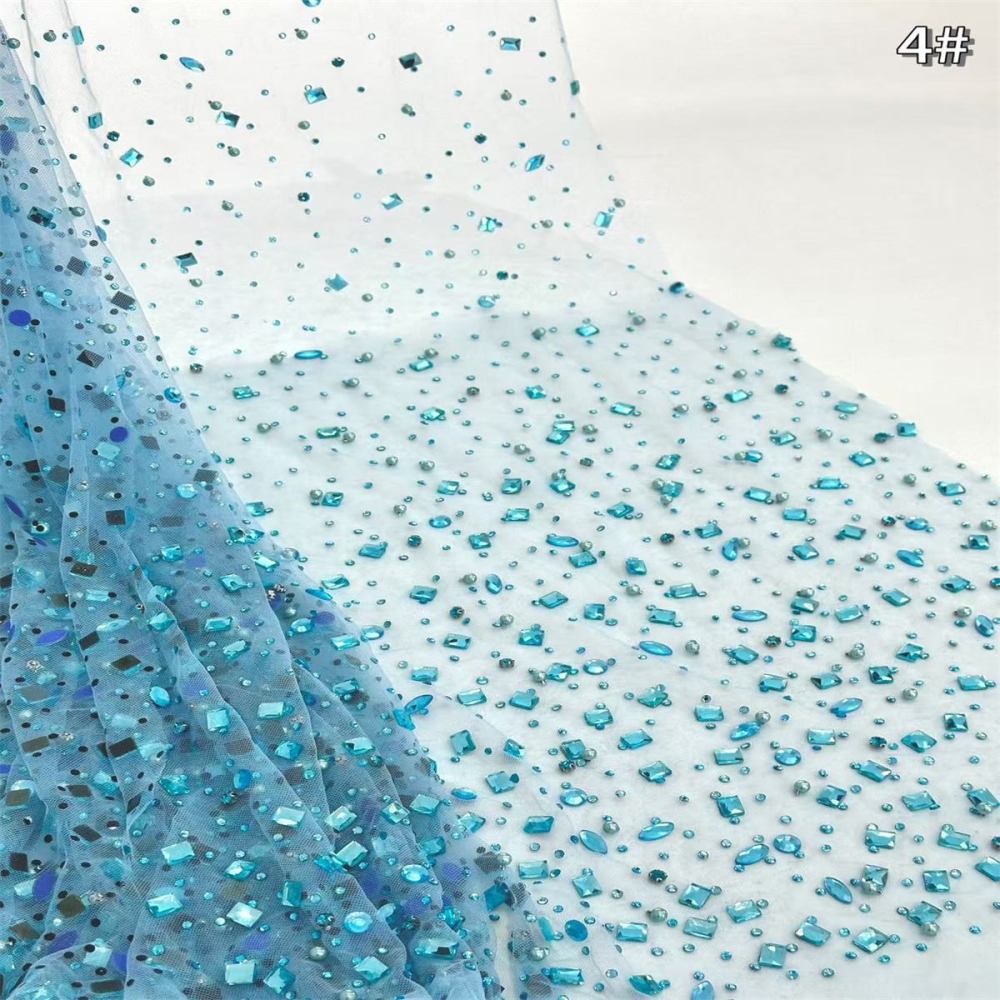 5 Yards Rhinestone Mesh Fabric, Embellished Rhinestone Tulle Fabric with Rhinestones | Love in Lace | NO. HN104