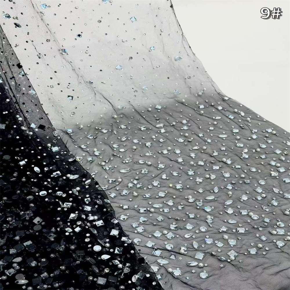 5 Yards Rhinestone Mesh Fabric, Embellished Rhinestone Tulle Fabric with Rhinestones | Love in Lace | NO. HN104