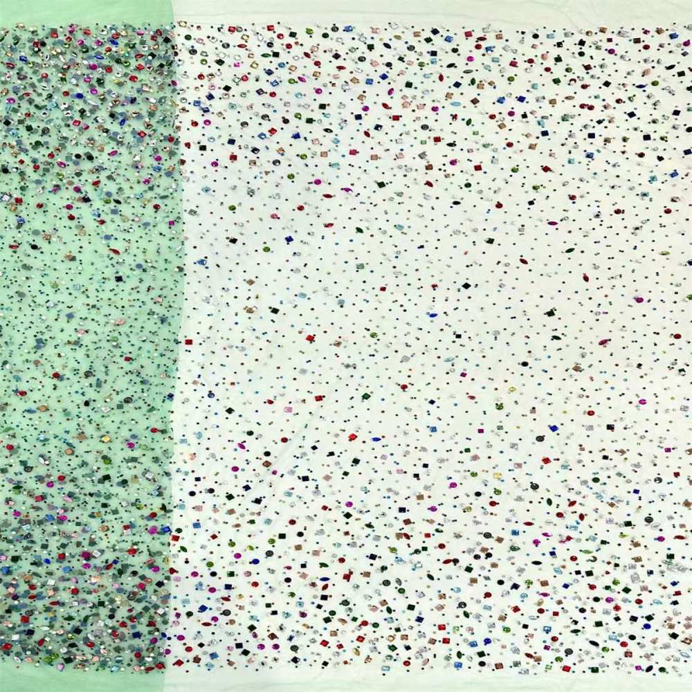 5 Yards Rhinestone Mesh Fabric, Embellished Rhinestone Tulle Fabric with Rhinestones | Love in Lace | NO. HN104