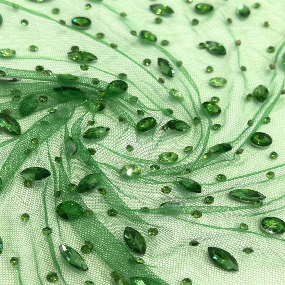 5 Yards Rhinestone Mesh Fabric, Embellished Rhinestone Tulle Fabric with Rhinestones | Love in Lace | NO. HN240
