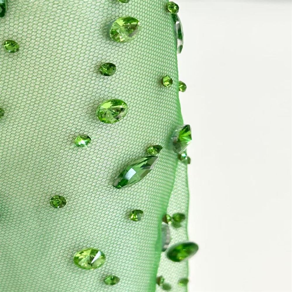 5 Yards Rhinestone Mesh Fabric, Embellished Rhinestone Tulle Fabric with Rhinestones | Love in Lace | NO. HN240