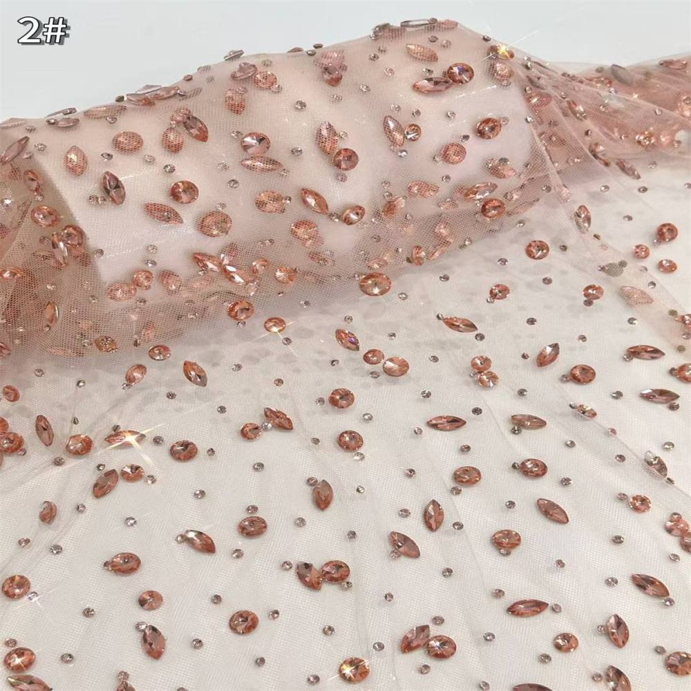 5 Yards Rhinestone Mesh Fabric, Embellished Rhinestone Tulle Fabric with Rhinestones | Love in Lace | NO. HN240