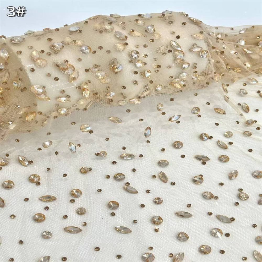 5 Yards Rhinestone Mesh Fabric, Embellished Rhinestone Tulle Fabric with Rhinestones | Love in Lace | NO. HN240