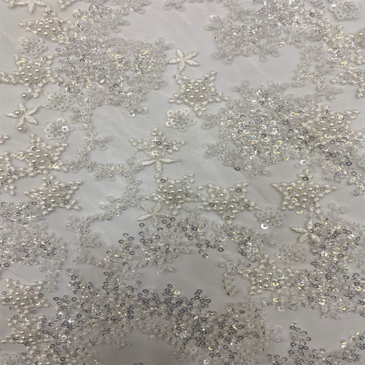 5 Yards Beaded Mesh Fabric, Embroidered Beaded Wedding, Bridal Tulle Lace Fabric | Love in Lace | NO. TDD121