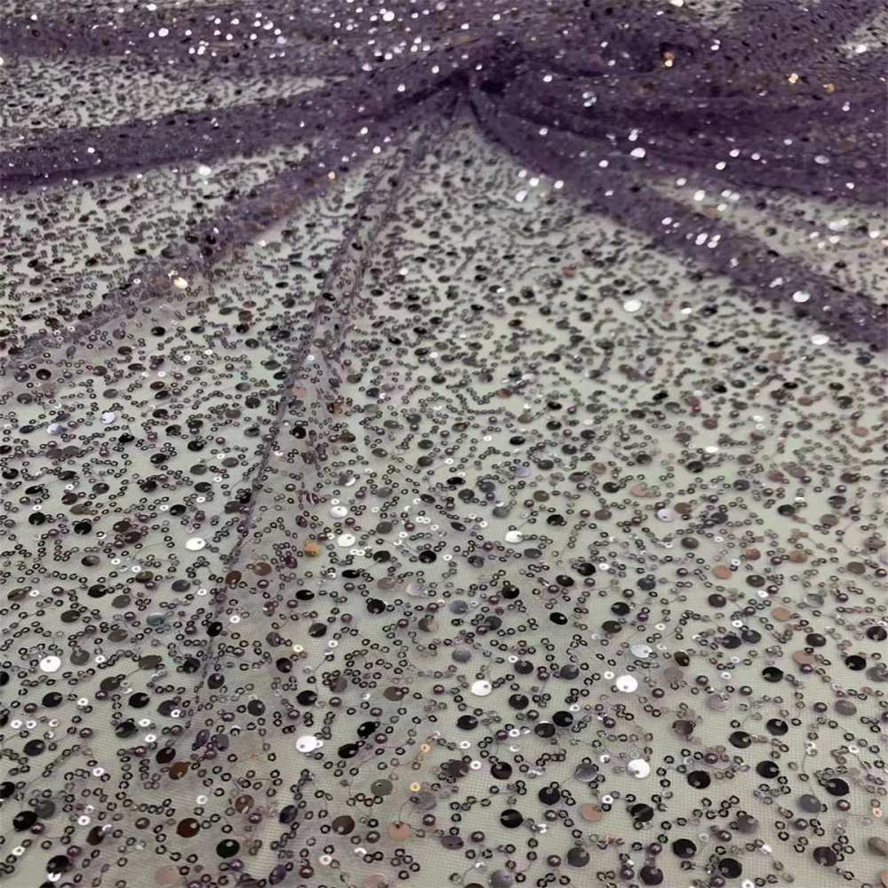 5 Yards Beaded Mesh Fabric for Dresses & Gowns, Embellished Beaded Tulle Fabric with Beads, Pearls & Sequins | Love in Lace | NO. JS103