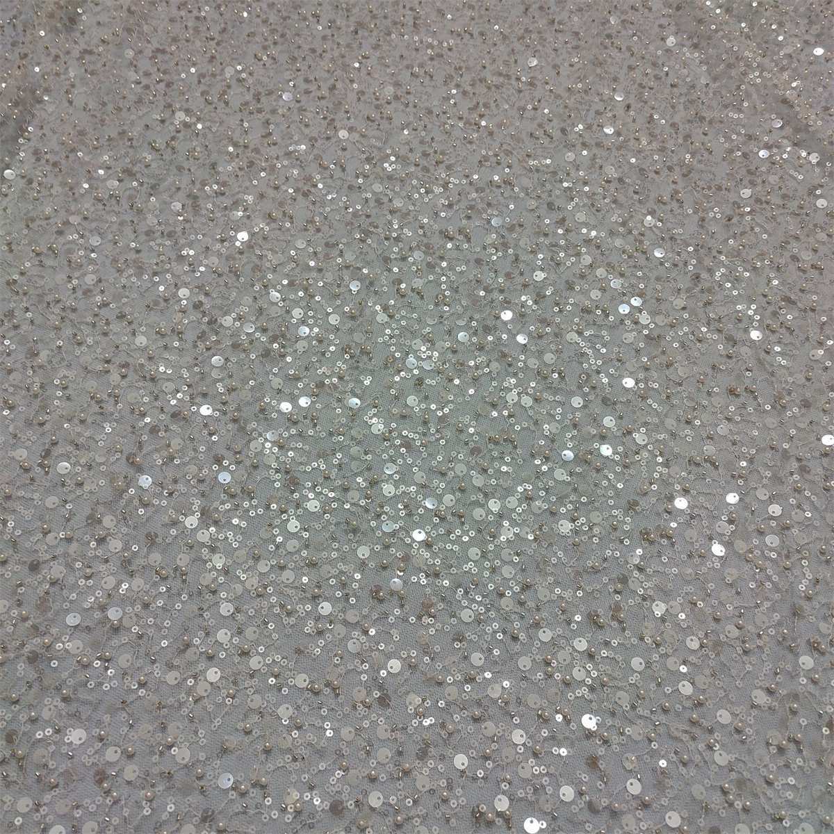 5 Yards Beaded Mesh Fabric for Dresses & Gowns, Embellished Beaded Tulle Fabric with Beads, Pearls & Sequins | Love in Lace | NO. JS103