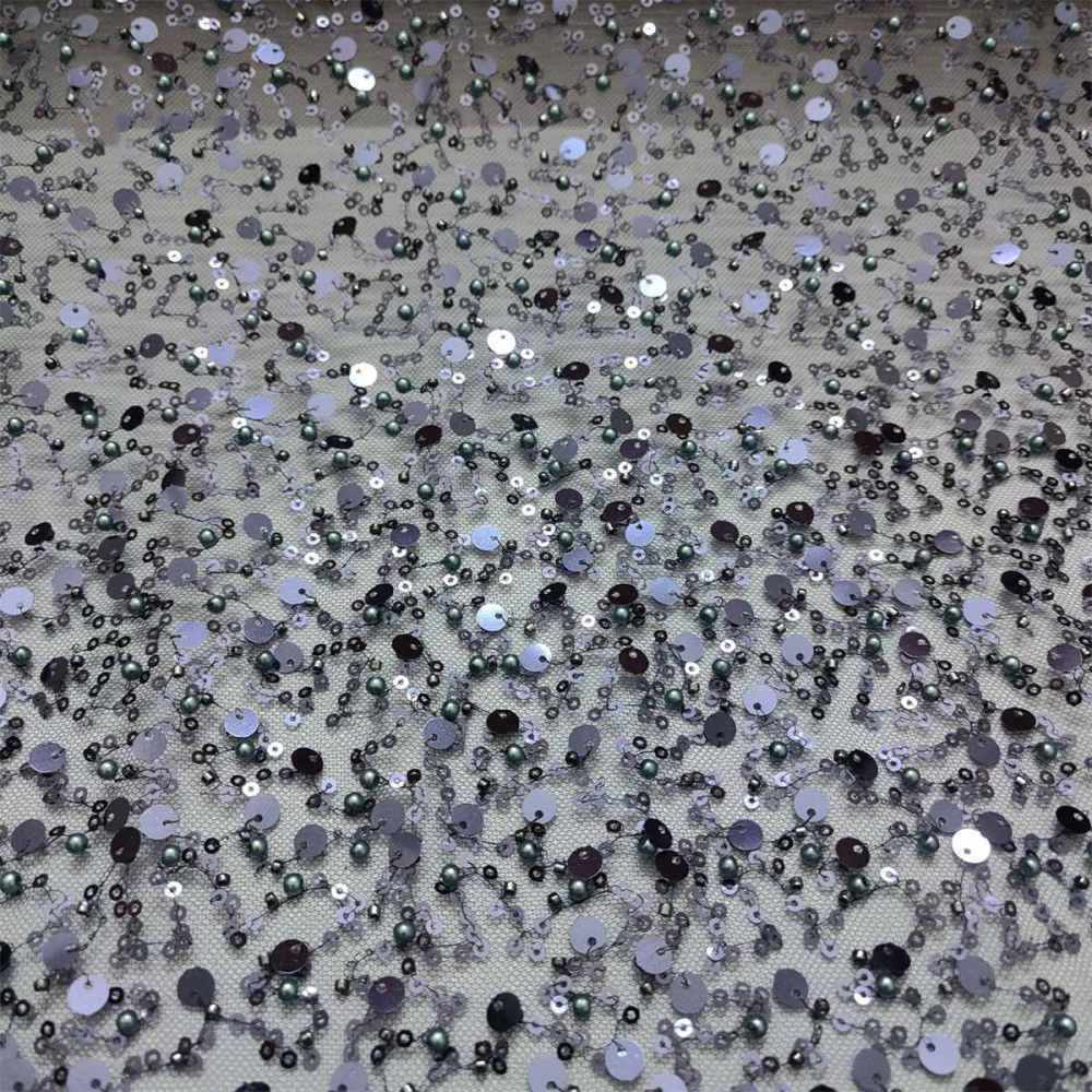 5 Yards Beaded Mesh Fabric for Dresses & Gowns, Embellished Beaded Tulle Fabric with Beads, Pearls & Sequins | Love in Lace | NO. JS103