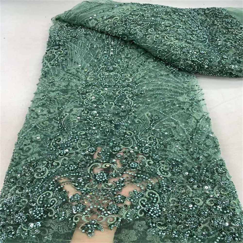 5 Yards Beaded Mesh Fabric, Embroidered Beaded Embellished Tulle Fabric with Beads, Pearls & Sequins | Love in Lace | NO. JX467