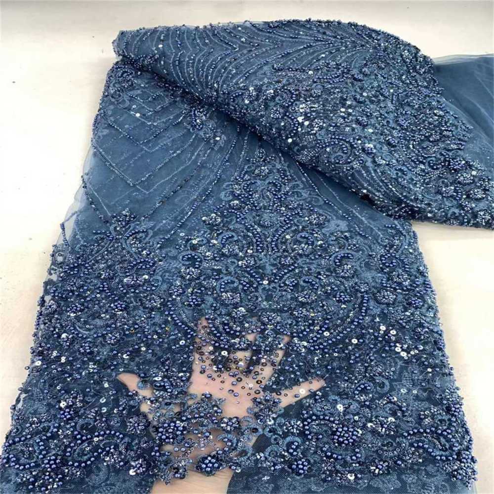 5 Yards Beaded Mesh Fabric, Embroidered Beaded Embellished Tulle Fabric with Beads, Pearls & Sequins | Love in Lace | NO. JX467