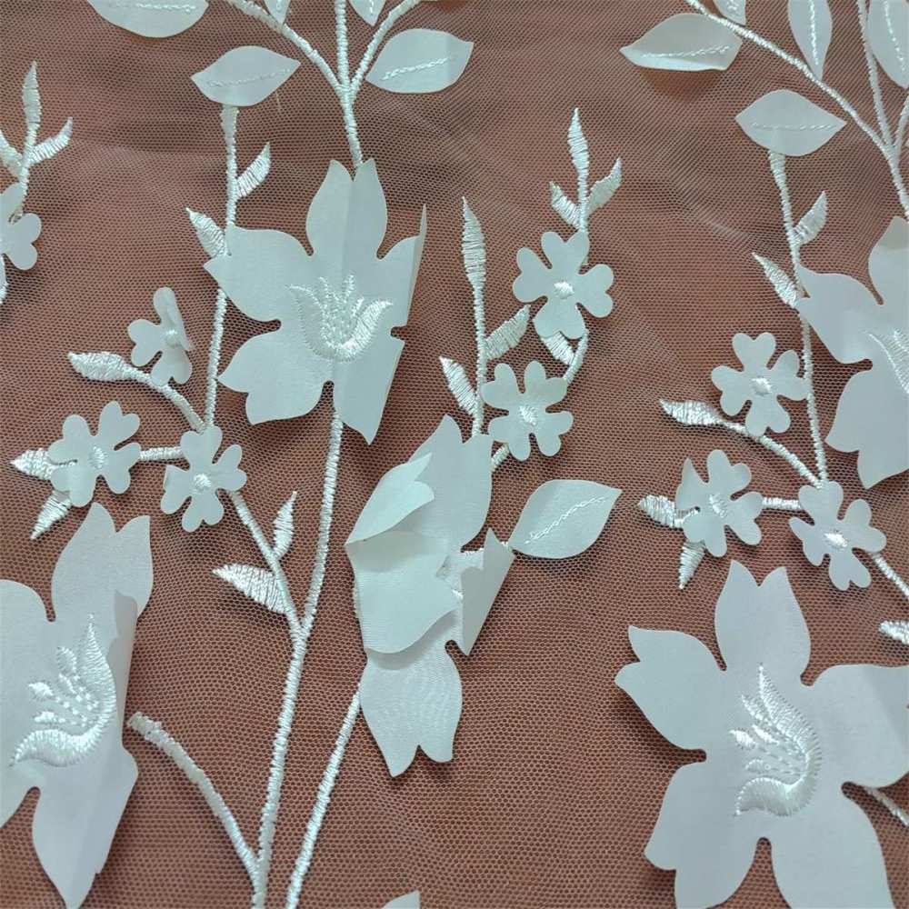 1 Yard 3D Floral Embroidered Bridal Lace Fabric – Luxury Wedding Gown and Bridal Dress Material | Love in Lace