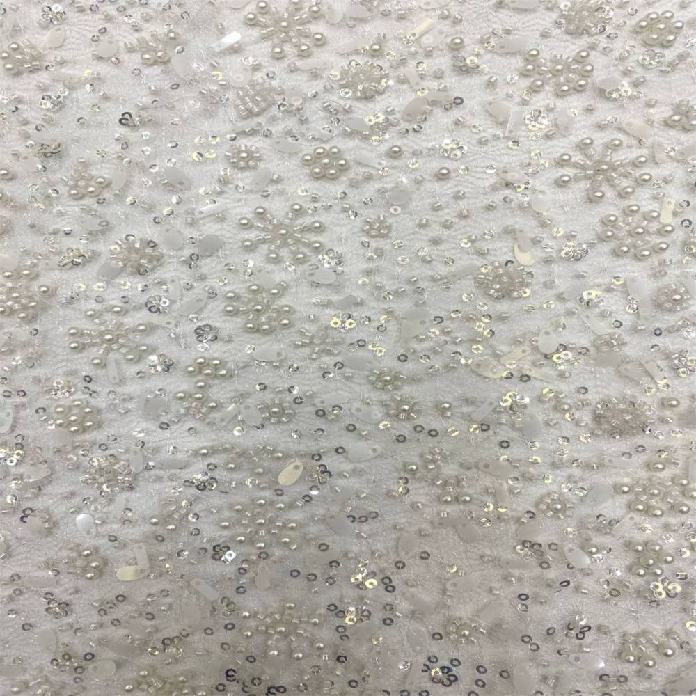 5 Yards Pearl Beaded Bridal Lace Fabric – Luxury Wedding Gown and Bridal Dress Material | Love in Lace