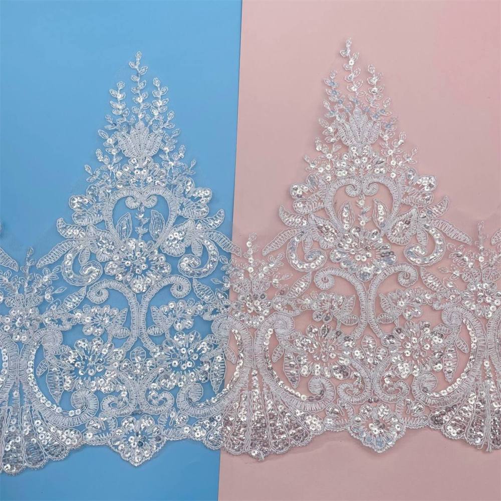 10 Yards Bridal Lace Trim, Corded Embroidered Sequin Wedding Lace Trim for Bridal Gowns & Veils | Love in Lace | NO. XC073