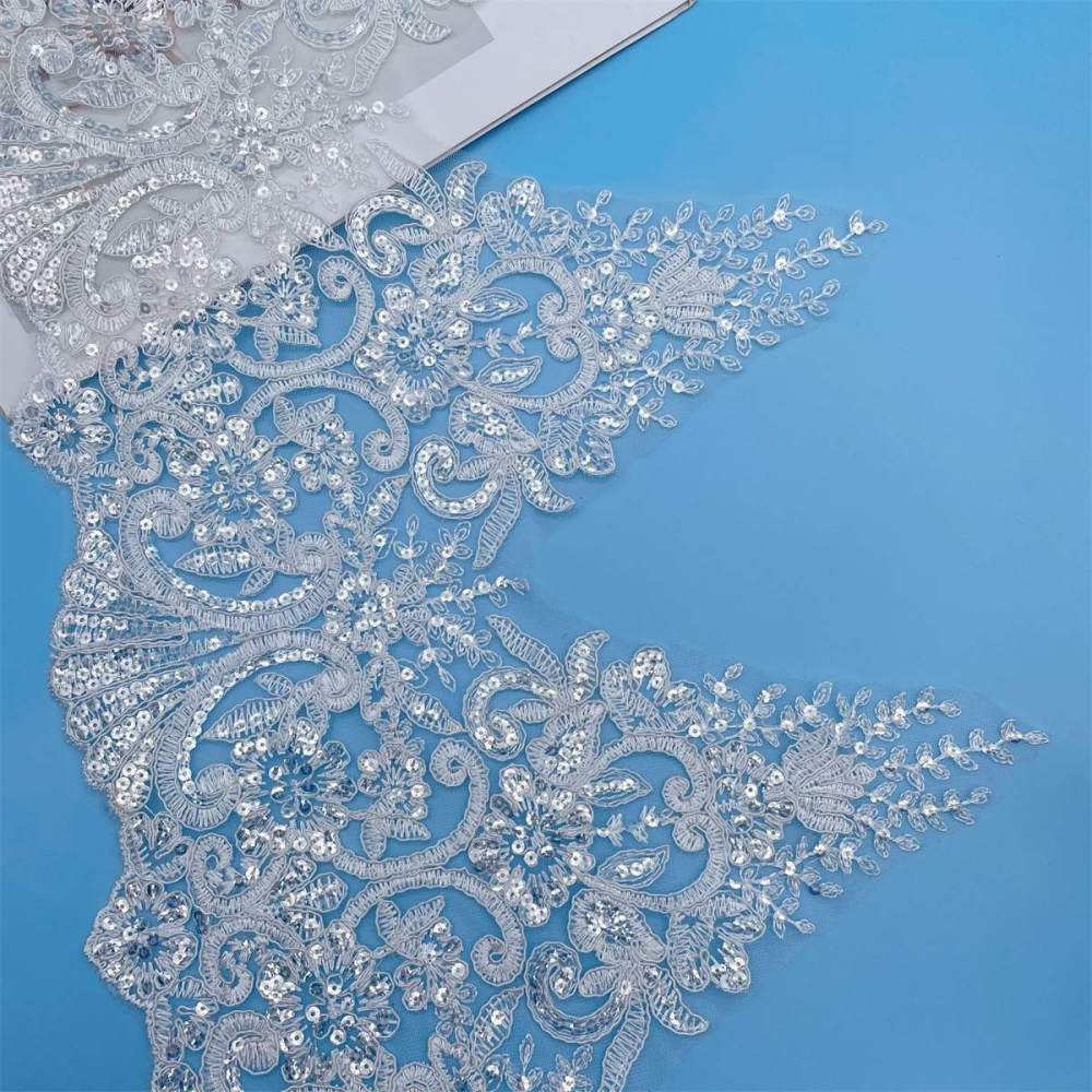 10 Yards Bridal Lace Trim, Corded Embroidered Sequin Wedding Lace Trim for Bridal Gowns & Veils | Love in Lace | NO. XC073