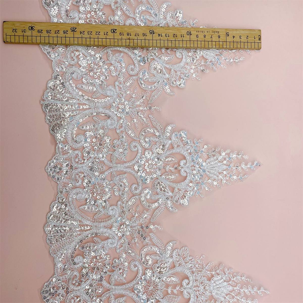 10 Yards Bridal Lace Trim, Corded Embroidered Sequin Wedding Lace Trim for Bridal Gowns & Veils | Love in Lace | NO. XC073