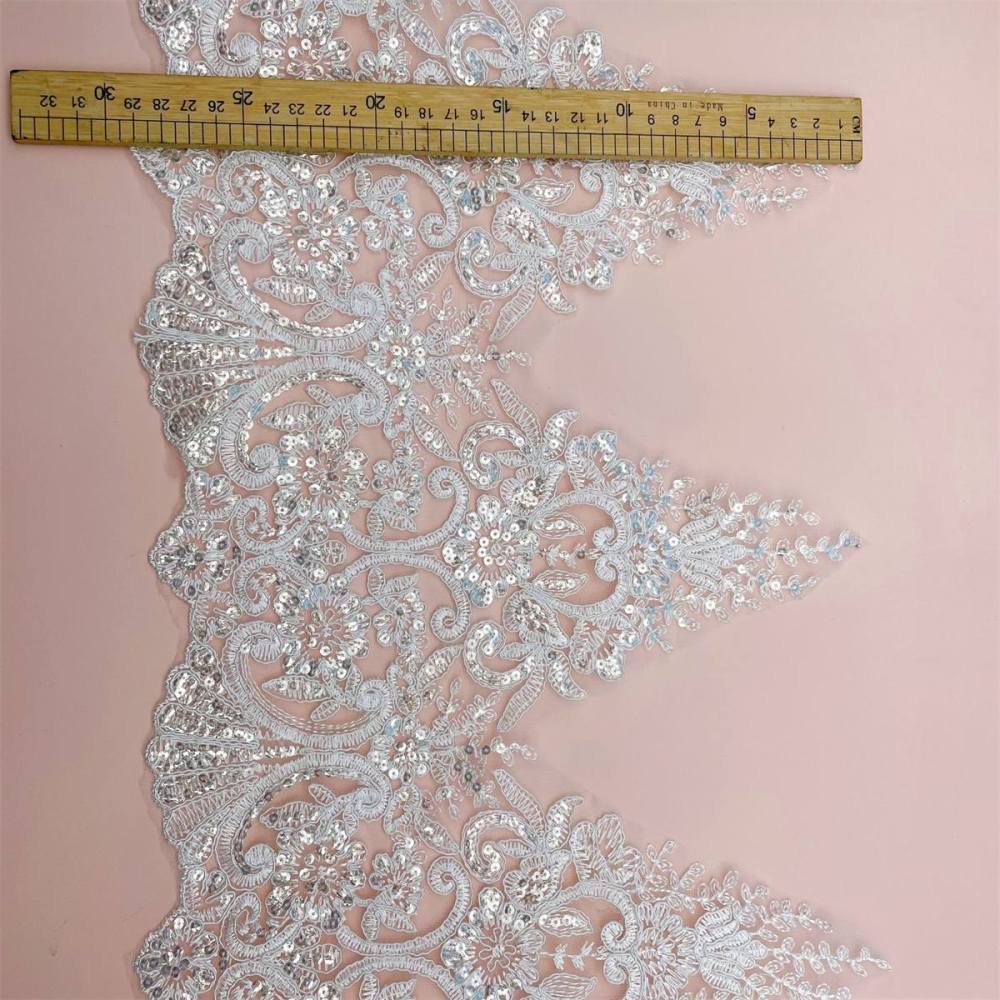 10 Yards Bridal Lace Trim, Corded Embroidered Sequin Wedding Lace Trim for Bridal Gowns & Veils | Love in Lace | NO. XC073