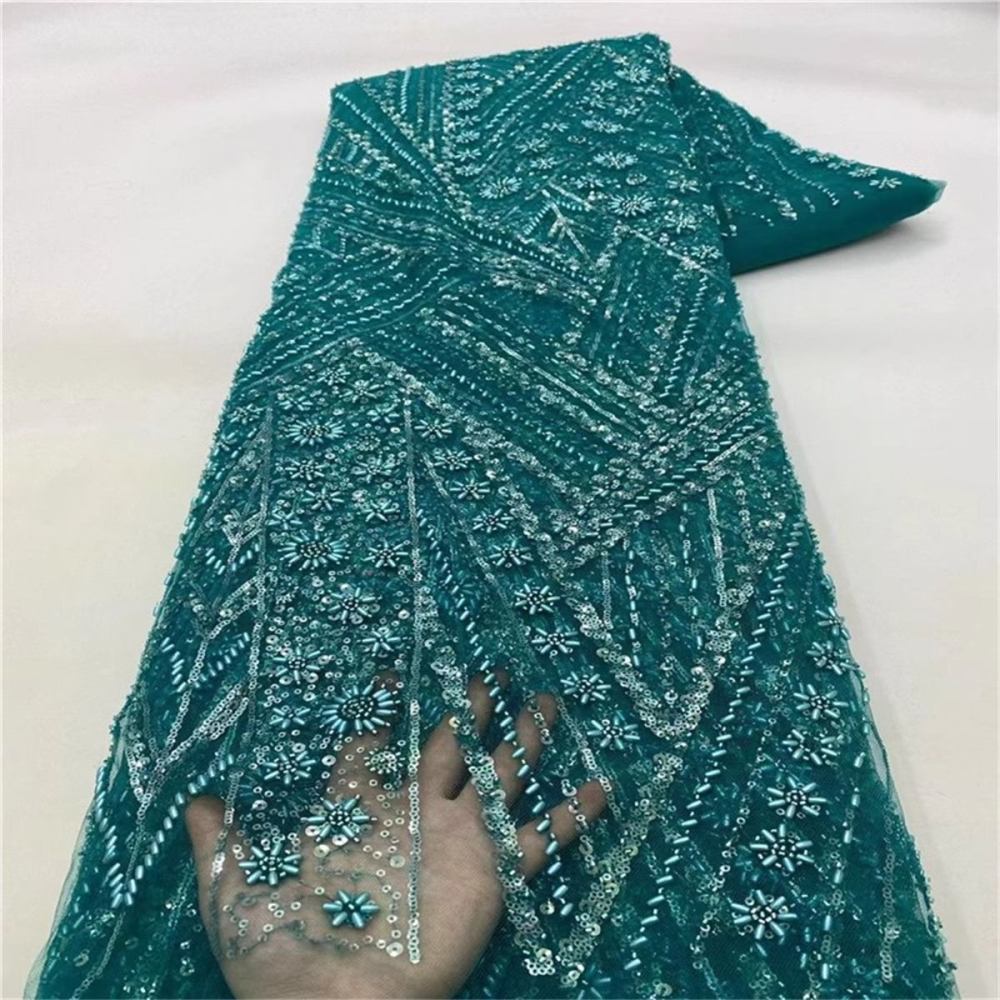 5 Yards Beaded Mesh Fabric, Beaded Tulle Fabric for Wedding, Evening Dresses & Gowns, Embellished with Beads & Pearls | Love in Lace | NO. JLT017