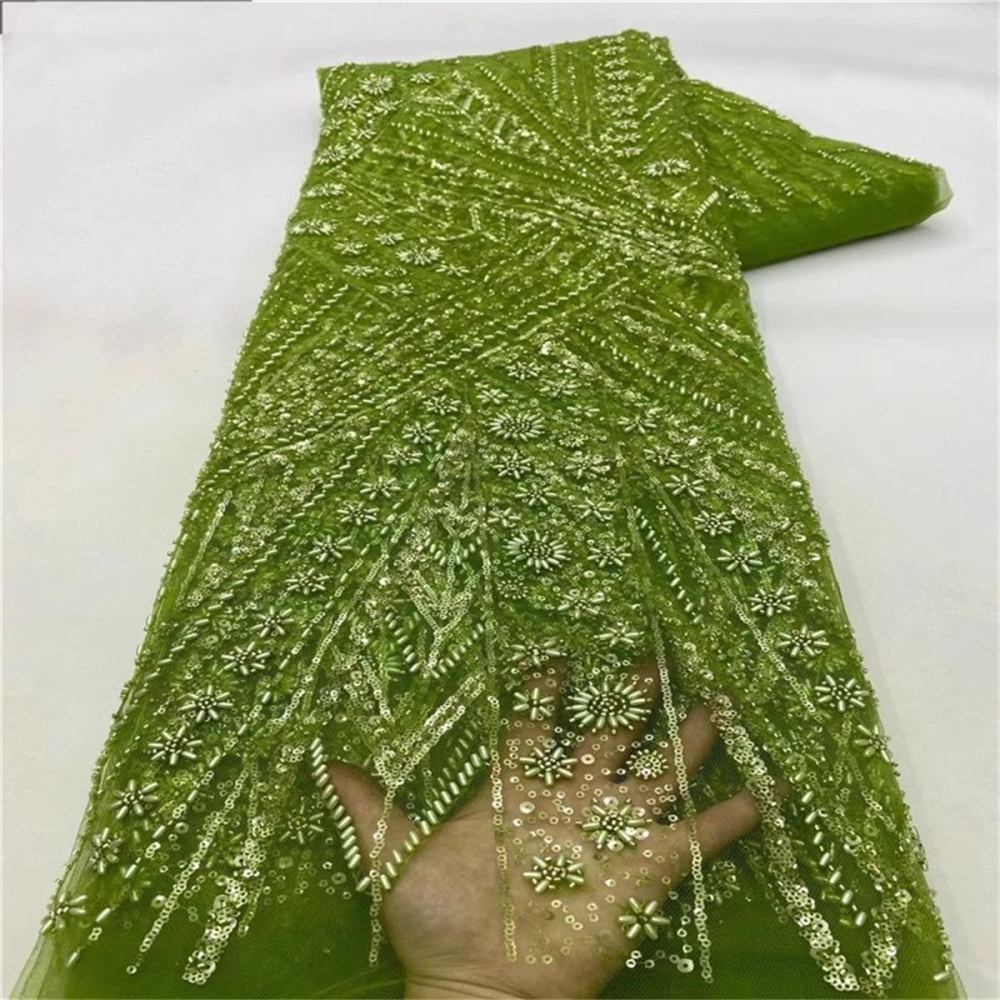 5 Yards Beaded Mesh Fabric, Beaded Tulle Fabric for Wedding, Evening Dresses & Gowns, Embellished with Beads & Pearls | Love in Lace | NO. JLT017