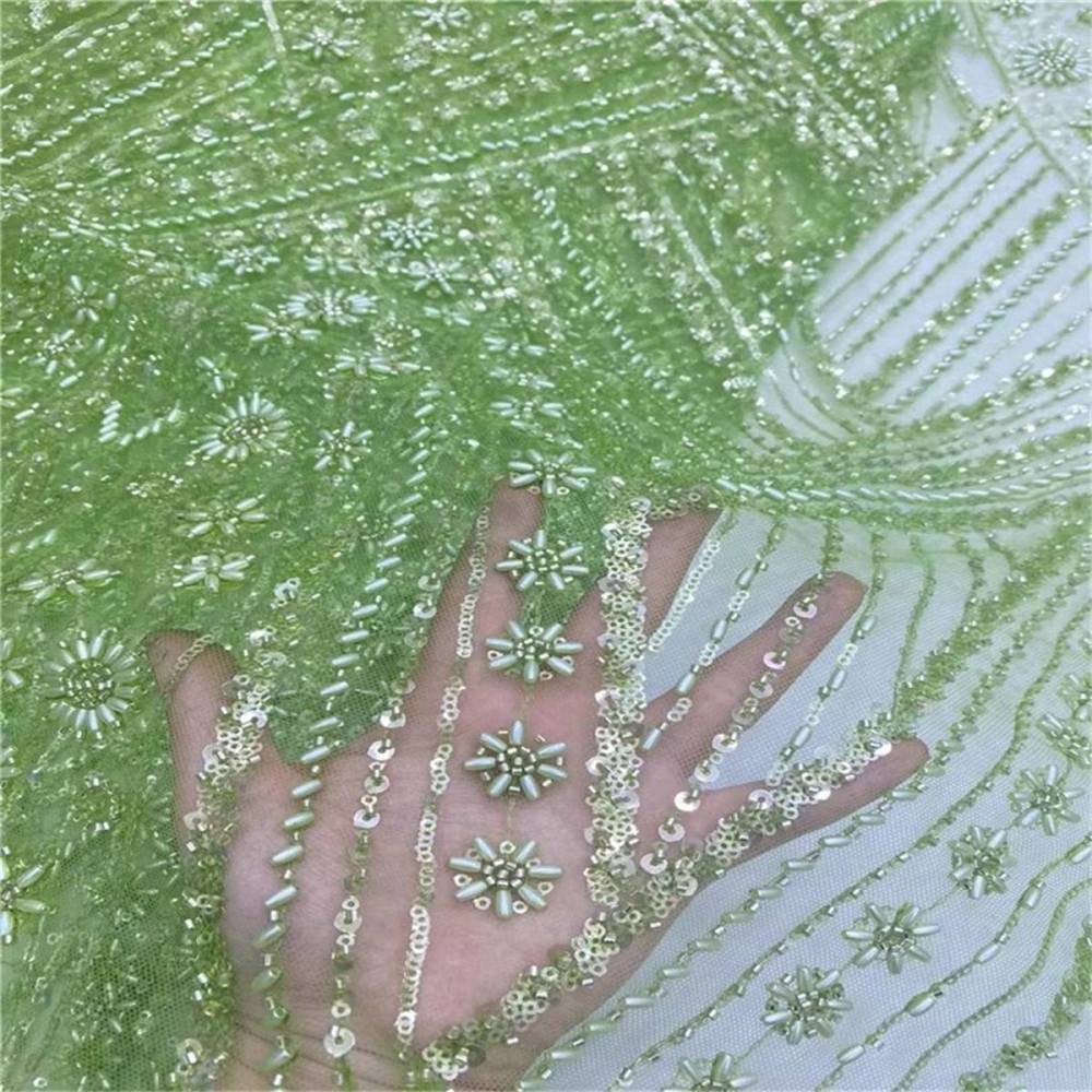 5 Yards Beaded Mesh Fabric, Beaded Tulle Fabric for Wedding, Evening Dresses & Gowns, Embellished with Beads & Pearls | Love in Lace | NO. JLT017