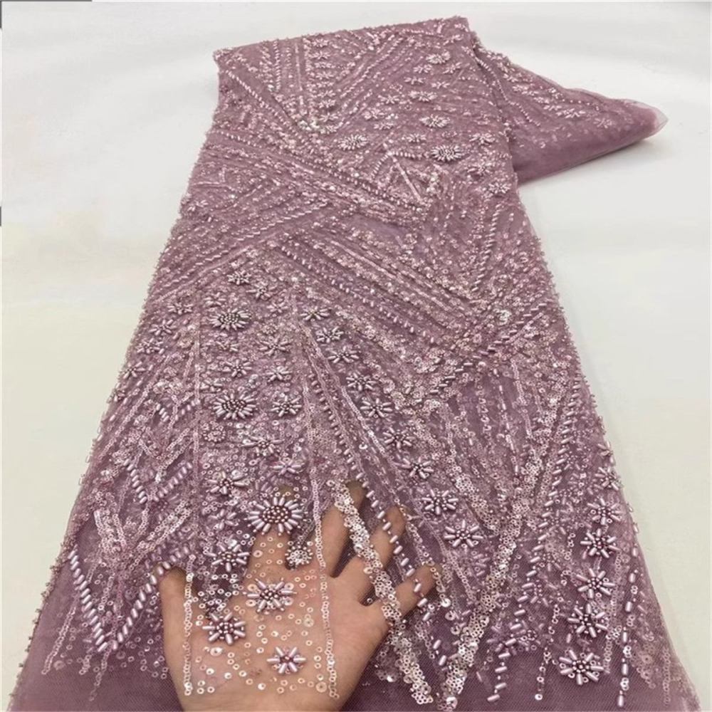 5 Yards Beaded Mesh Fabric, Beaded Tulle Fabric for Wedding, Evening Dresses & Gowns, Embellished with Beads & Pearls | Love in Lace | NO. JLT017