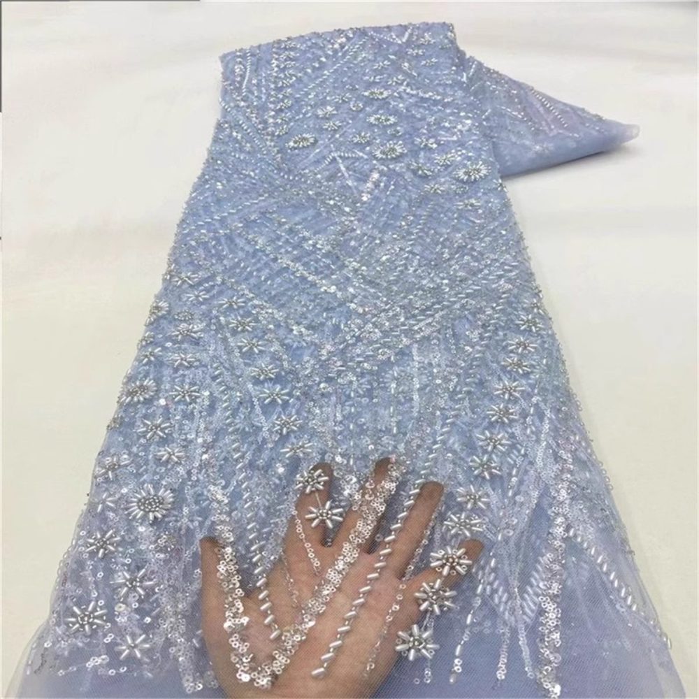 5 Yards Beaded Mesh Fabric, Beaded Tulle Fabric for Wedding, Evening Dresses & Gowns, Embellished with Beads & Pearls | Love in Lace | NO. JLT017