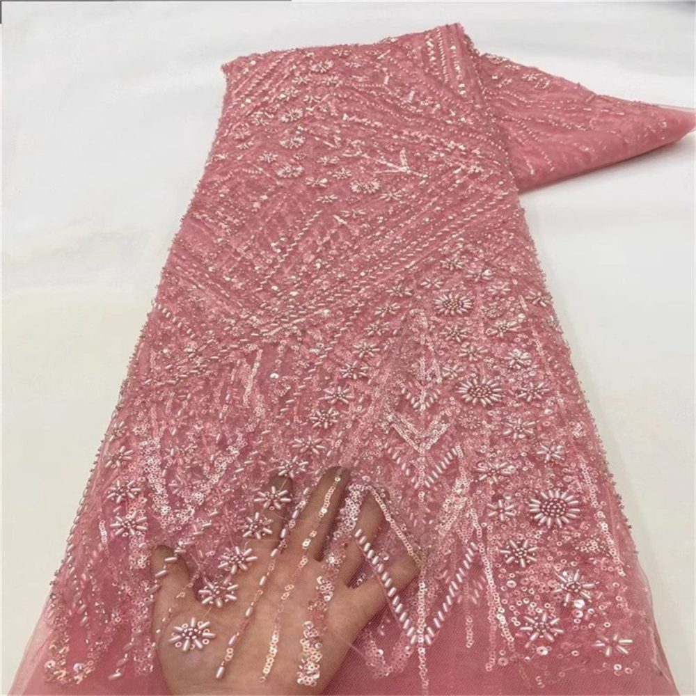 5 Yards Beaded Mesh Fabric, Beaded Tulle Fabric for Wedding, Evening Dresses & Gowns, Embellished with Beads & Pearls | Love in Lace | NO. JLT017