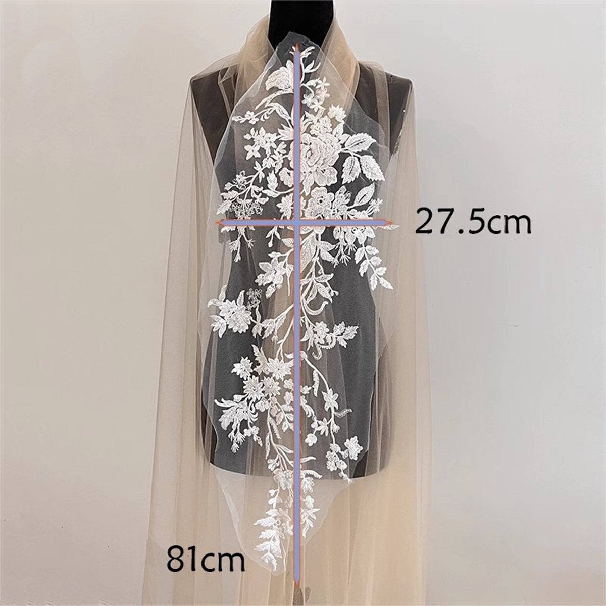 2 Pieces Bridal Lace Applique, Embroidered Beaded Wedding Lace Appliques for Bridal Dresses, Gowns & Veils | Love in Lace | NO. JB053