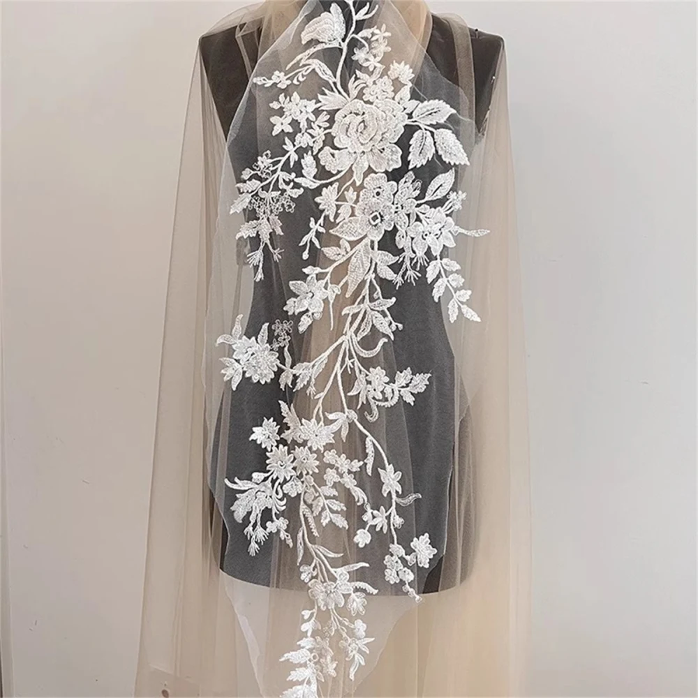 Pieces Bridal Lace Applique, Embroidered Beaded Wedding Lace