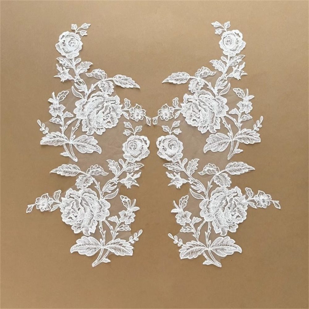 2 Pieces Embroidered Sequin Bridal Lace Applique for Wedding, Bridal Dresses, Gowns & Veils | Love in Lace | NO. JB015
