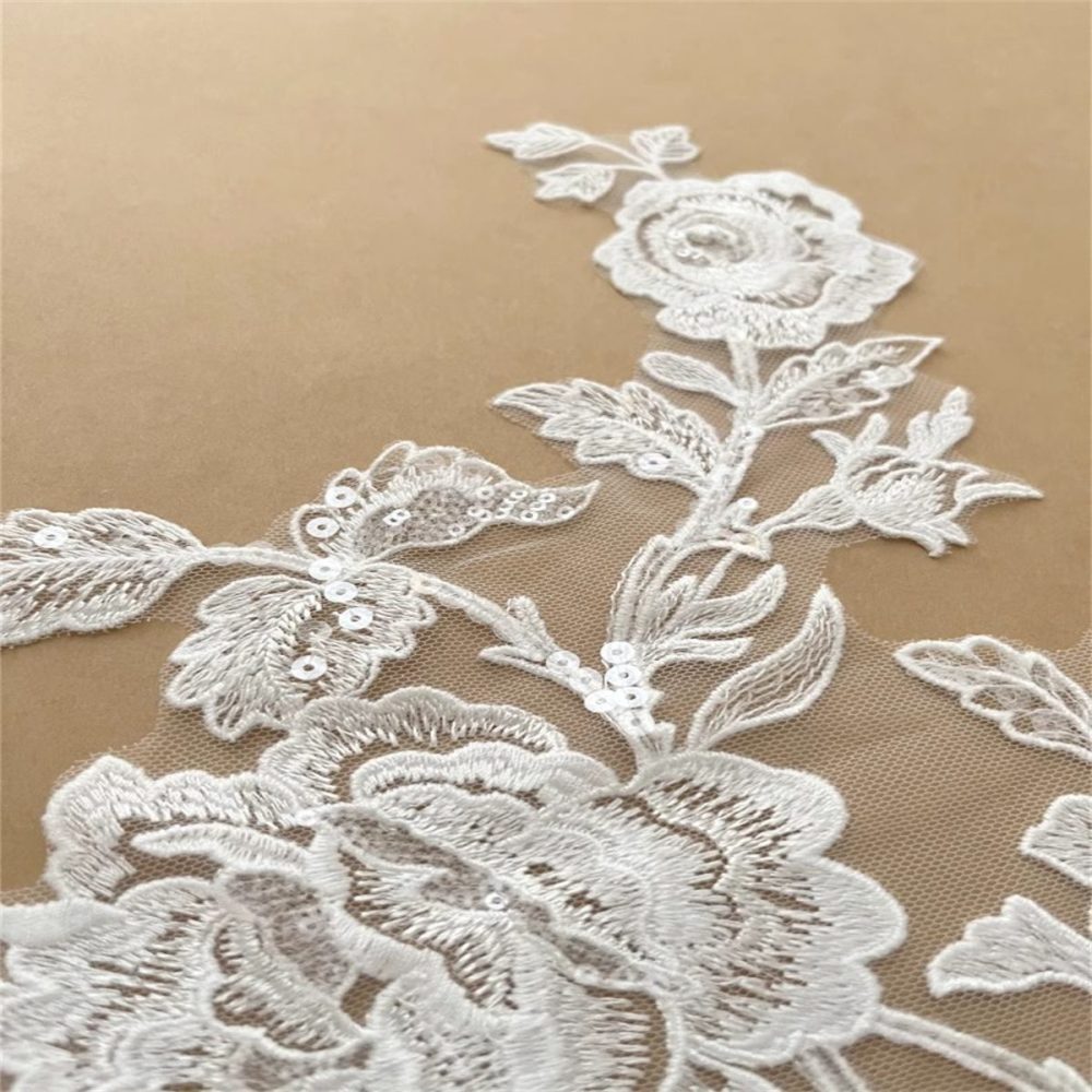 2 Pieces Embroidered Sequin Bridal Lace Applique for Wedding, Bridal Dresses, Gowns & Veils | Love in Lace | NO. JB015