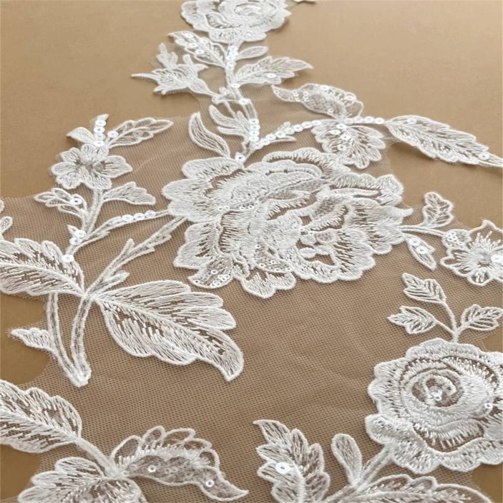 2 Pieces Embroidered Sequin Bridal Lace Applique for Wedding, Bridal Dresses, Gowns & Veils | Love in Lace | NO. JB015