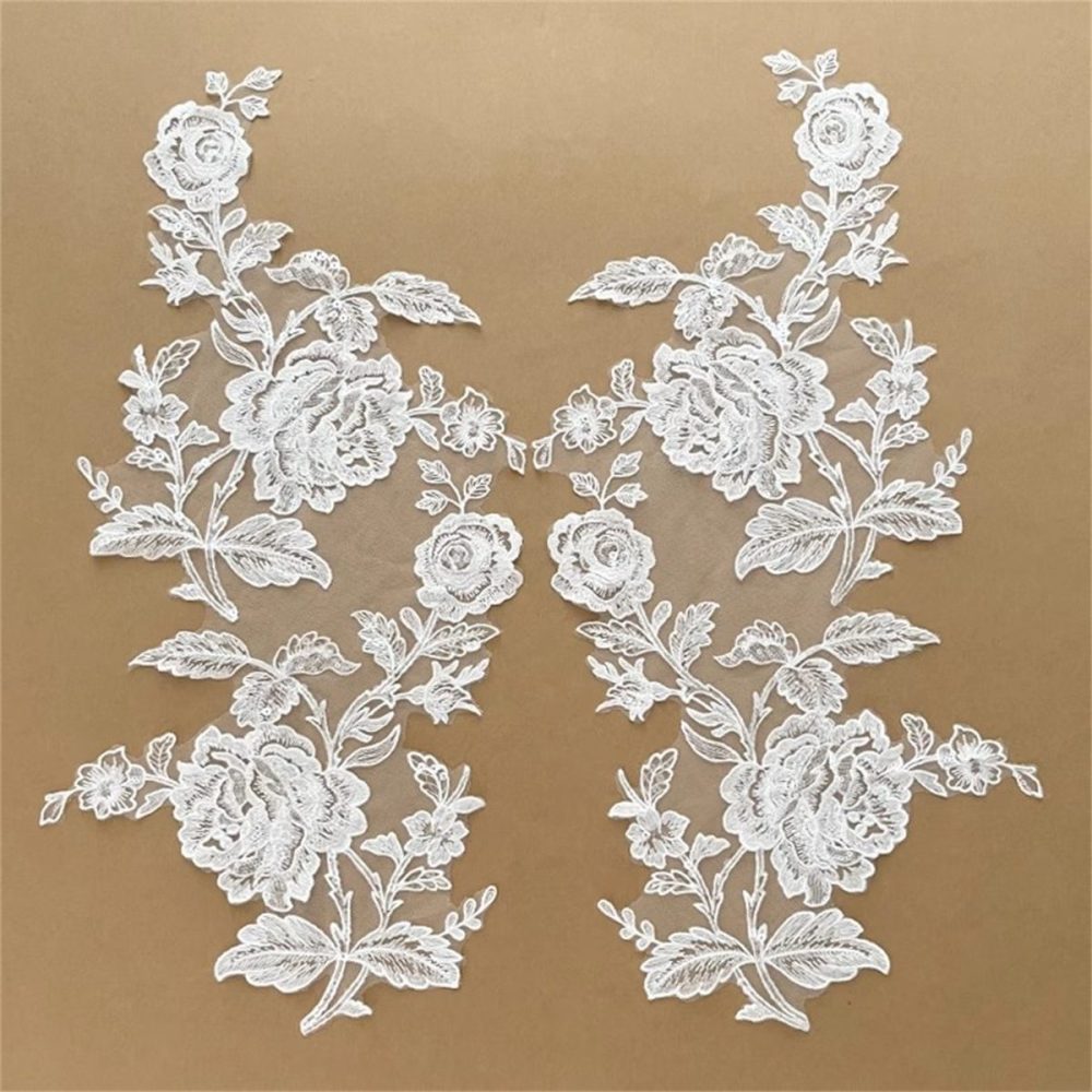 2 Pieces Embroidered Sequin Bridal Lace Applique for Wedding, Bridal Dresses, Gowns & Veils | Love in Lace | NO. JB015
