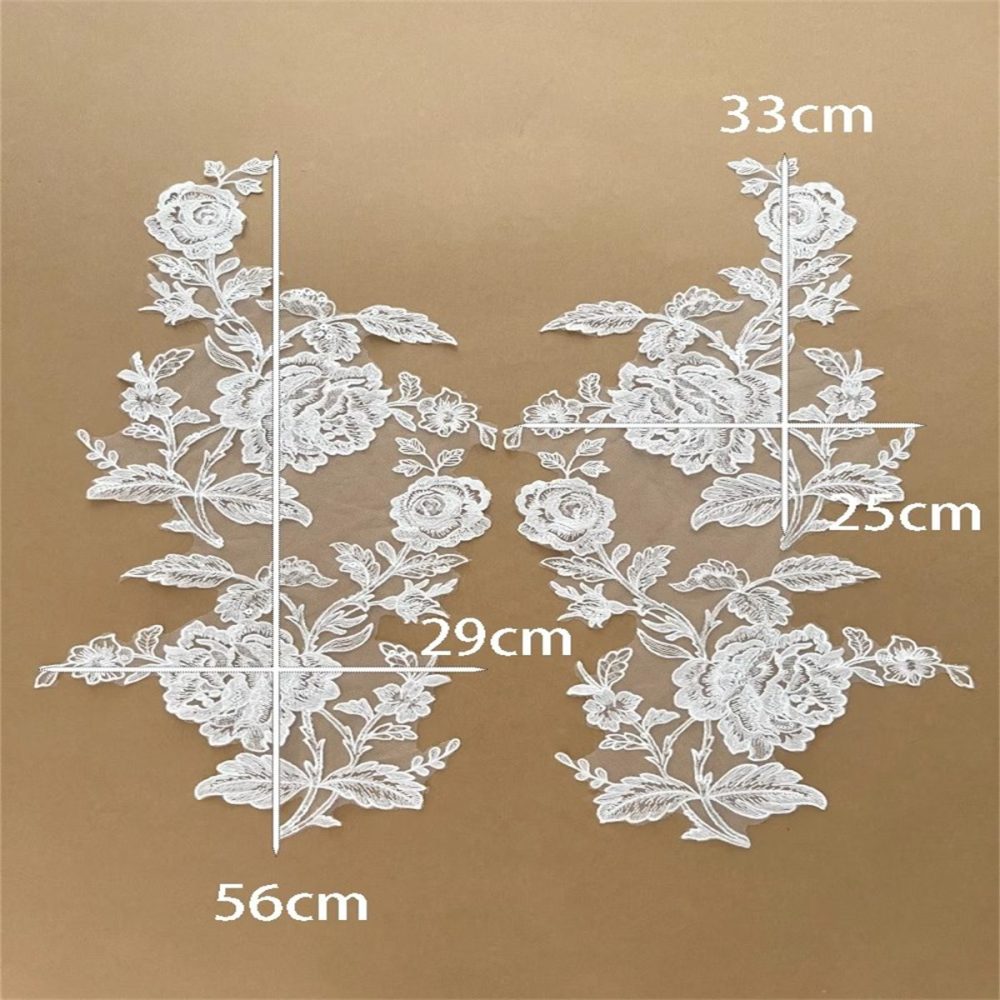2 Pieces Embroidered Sequin Bridal Lace Applique for Wedding, Bridal Dresses, Gowns & Veils | Love in Lace | NO. JB015