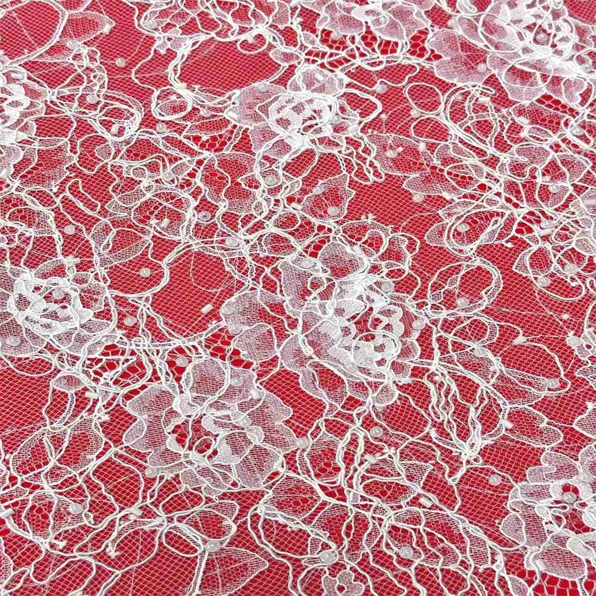 3 Meters Bridal Lace Fabric, Corded Beaded Chantilly Lace Fabric for Wedding, Bridal Dresses & Gowns | Love in Lace | NO. HN293
