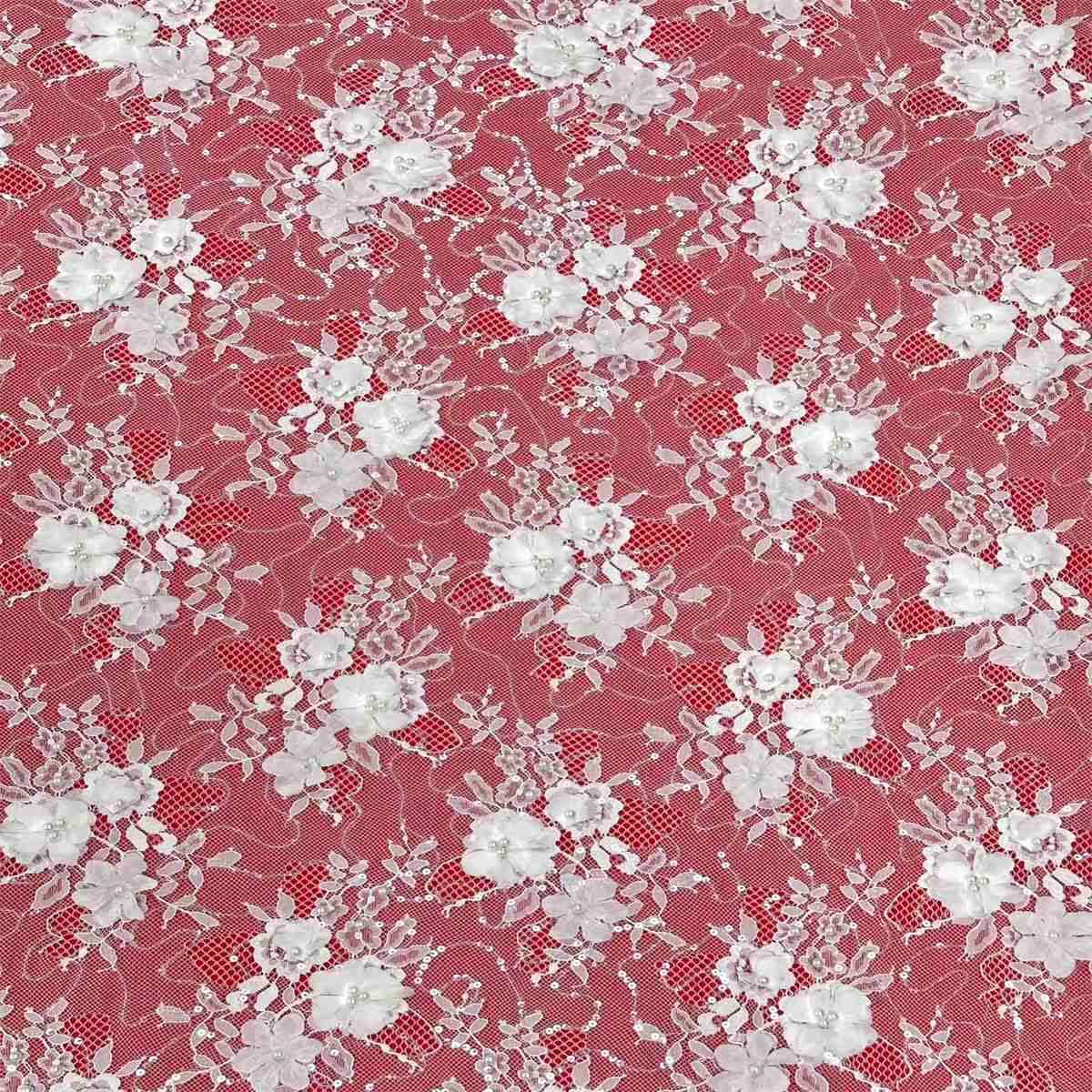 3 Meters Bridal Lace Fabric, Corded Beaded Chantilly Lace Fabric for Wedding, Bridal Dresses & Gowns | Love in Lace | NO. HN294