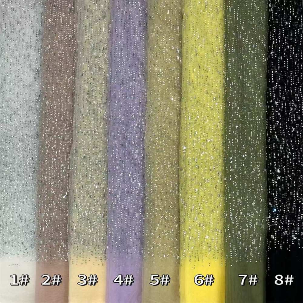 5 Yards Crystal Rhinestone Lace Fabric – Luxury Wedding Gown and Evening Dress Material