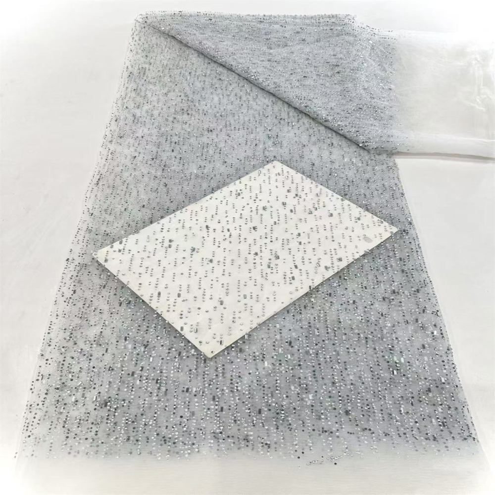 5 Yards Crystal Rhinestone Lace Fabric – Luxury Wedding Gown and Evening Dress Material