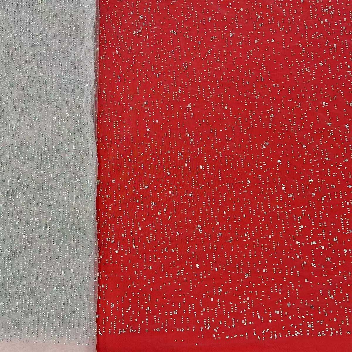 5 Yards Crystal Rhinestone Lace Fabric – Luxury Wedding Gown and Evening Dress Material